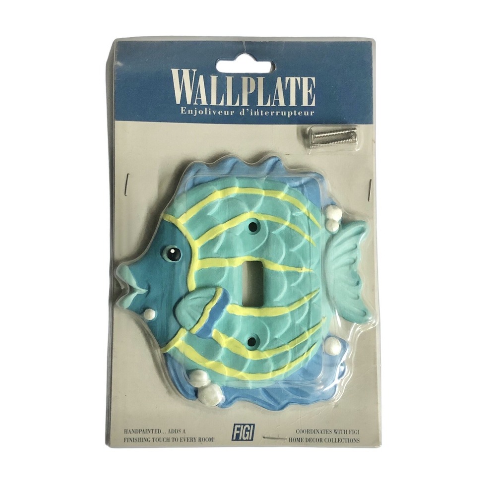 Figi 3D Handpainted TROPICAL‎ FISH Light Cover Switch Plate Beachy Home Decor